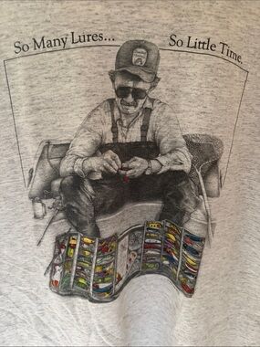 Vintage 90s All Sport Proweight Fishing T Shirt So Many Lures Made USA XL